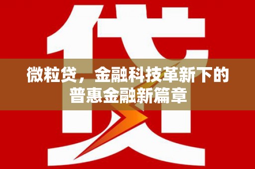 抚州微粒贷，金融科技革新下的普惠金融新篇章