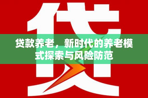 抚州贷款养老，新时代的养老模式探索与风险防范